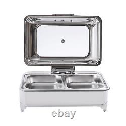 Commercial Food Warmer Bain Marie 2-Pans Buffet Server Warming Tray Chafing Dish