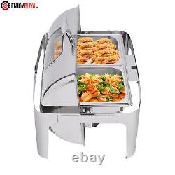 Electric Buffet Food Roll Top Chafing Dish Servers and Warmers with Cover 2 Pans