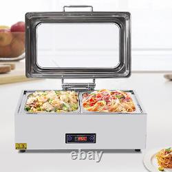 Electric Chafing Dish Stainless Steel Buffet Food Warmer 9QT Chafer Dish with Lid