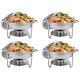 Food Warmer Chafing Dish Set of 4 with Lid & HolderStainless Steel Banquets