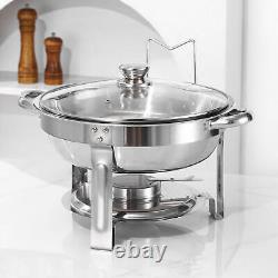 Food Warmer Chafing Dish Set of 4 with Lid & HolderStainless Steel Banquets