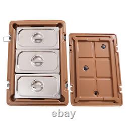 Insulated Food Pan Carrier Box Commercial Catering Chafing Dish Hot Cold 3 Pans