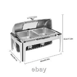 NEW 14.26QT Stainless Steel Chafer Buffet Chafing Dish Set Roll Top Food Warmer