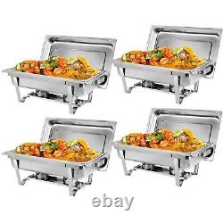 New 4-Pack 9.5 QT Stainless Steel Chafer Chafing Dish Sets Catering Food Warmer