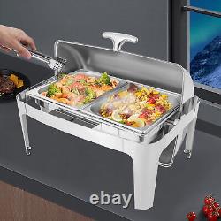 Roll Top Chafing Dish Buffet Set, 9L/9.54Qt Food Warmer, T-shaped handle