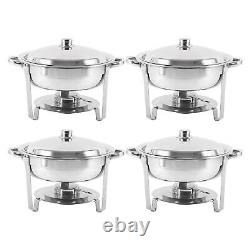 Round Chafing Dish Buffet Set 4PCS Stainless Steel Buffet Servers and Warmers
