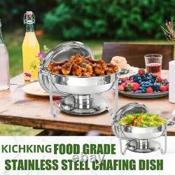 Round Chafing Dish Stainless Steel Buffet Set Food Chafer Catering 4 Pack 5QT
