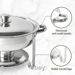 Round Chafing Dish Stainless Steel Buffet Set Food Chafer Catering 4 Pack 5QT