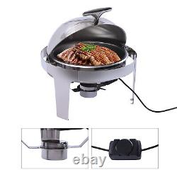 Round Roll Top Chafing Dish 6.3QT Stainless Steel Chafer Buffet Food Warmer Set