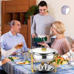 Round Stainless Steel Chafer Chafing Dish Sets Catering Food Warmer 4PACK