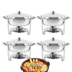 Set of 4 Food Warmer Chafing Dish Stainless Steel Catering Pans for Party Buffet